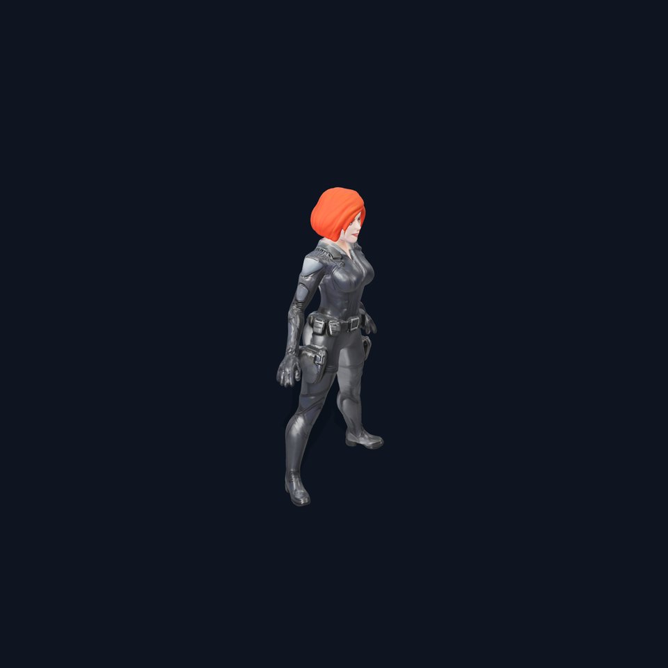 Stealthy Redhead Agent Character Rigged and Animated